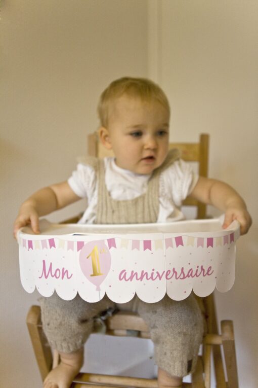 Décor pour chaise haute mon 1er anniversaire fille