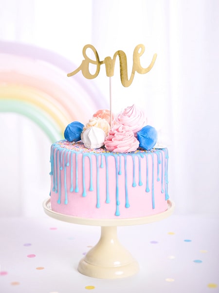 Cake topper - One - Or - Décorations Anniversaire