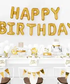 decoration anniversaire blanc et or - Ballon Happy Birthday